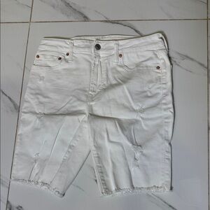American Eagle Outfitters White Ripped Denim Shorts